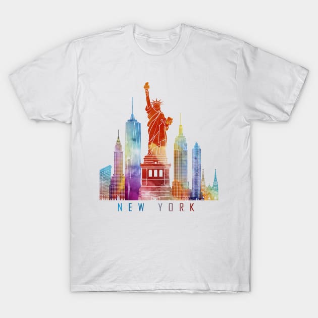 NYC Skyline Watercolor T-Shirt by Luve